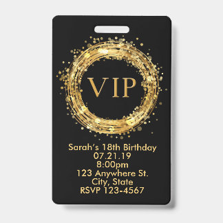 Birthday VIP Pass Badge Invitation ID Badge