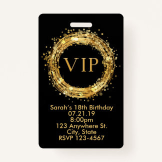 Birthday VIP Pass Badge Invitation ID Badge