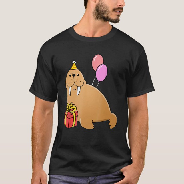 Birthday Walrus for Sea Animal Lover T-Shirt (Front)