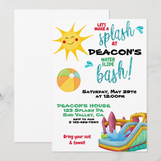 BIRTHDAY, WATER SLIDE, BOUNCE HOUSE, KIDS, SUMMER  (Front/Back)