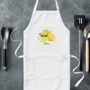 Birthday Watercolor Lemons Simple Personalised  Long Apron