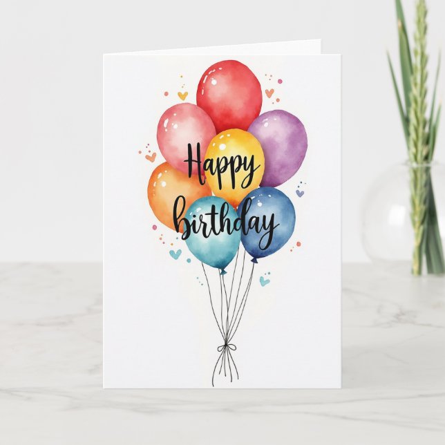 Birthday Watercolor Orbs Card (Front)