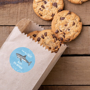 Birthday Watercolor Under The Sea Ocean Sharks Classic Round Sticker