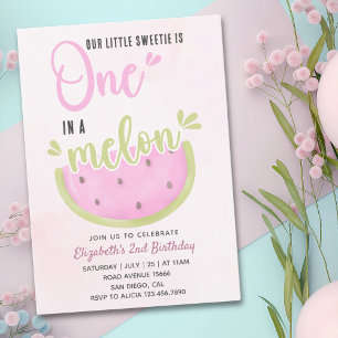 Birthday watermelon Girl one in a melon Invitation