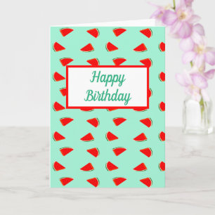 Birthday watermelon slices pattern green card