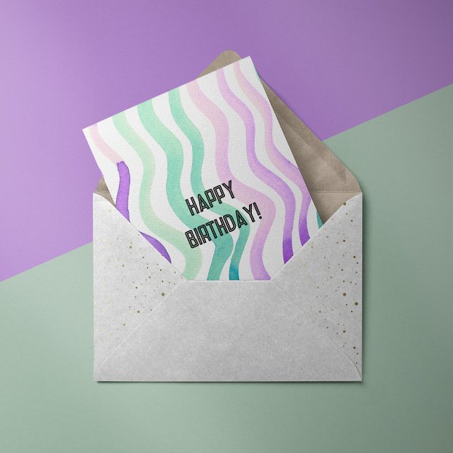 Birthday Wavy purple and green watercolor lines (Creator Uploaded)