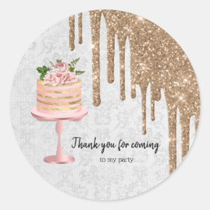 Birthday Wedding Cake Drips Classic Round Sticker