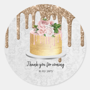 Birthday Wedding Cake Drips Classic Round Sticker