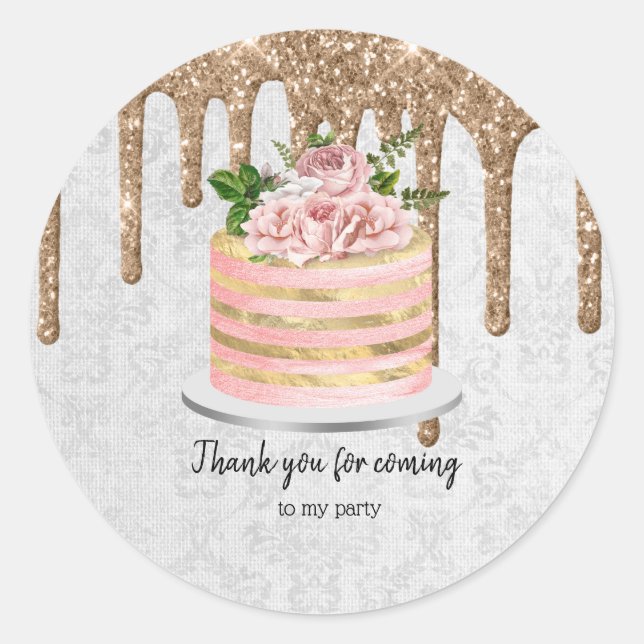 Birthday Wedding Cake Drips Classic Round Sticker (Front)