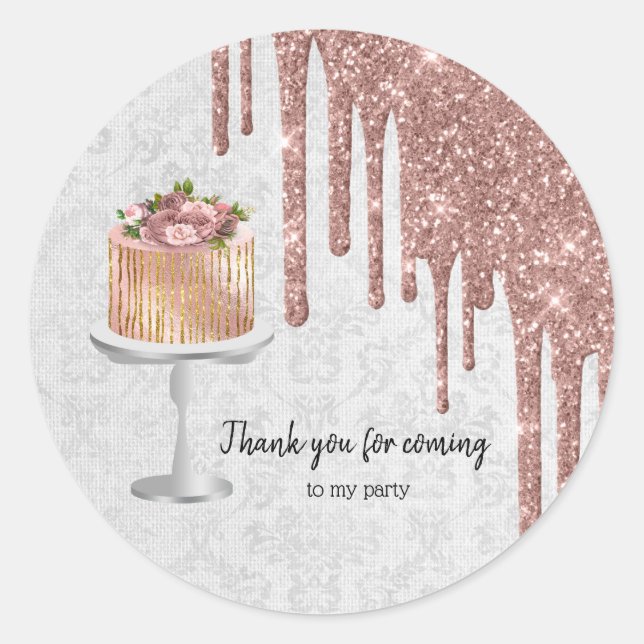 Birthday Wedding Cake Drips Classic Round Sticker (Front)