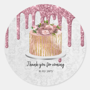 Birthday Wedding Cake Drips Classic Round Sticker