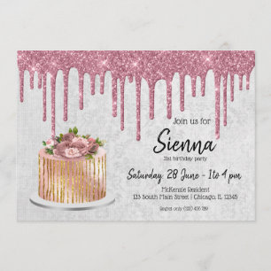 Birthday Wedding Cake Drips Invitation