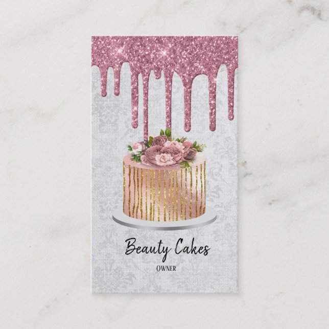 Birthday Wedding Cake Planner Drips Business Card (Front)