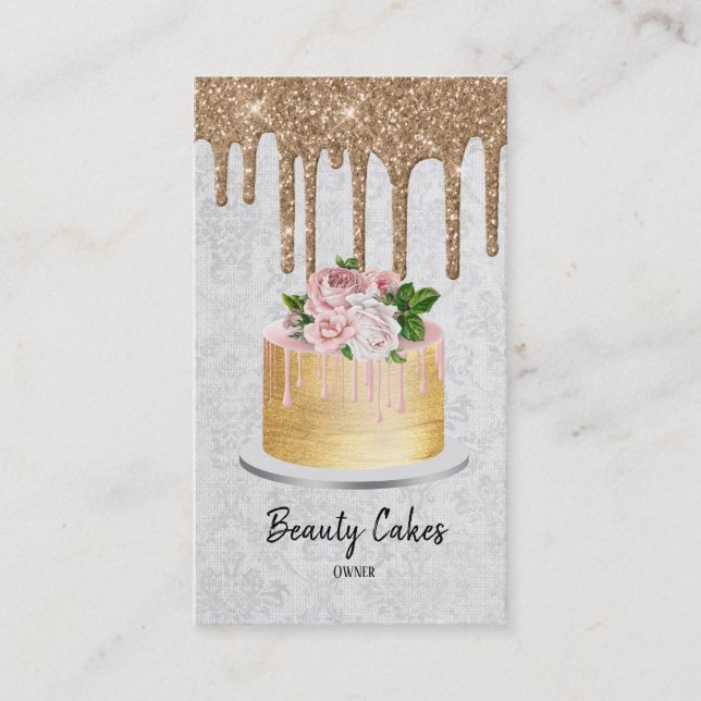 Birthday Wedding Cake Planner Drips Business Card (Front)