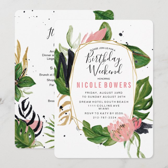 Birthday Weekend Itinerary Invitation (Front/Back)