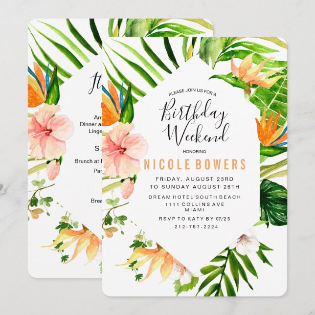 Birthday Weekend Itinerary Invitation (Front/Back)