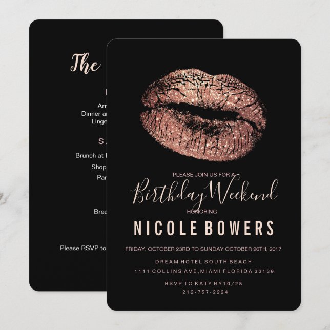 Birthday Weekend Itinerary Invitation (Front/Back)