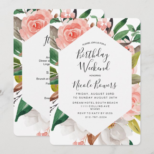 Birthday Weekend Itinerary Invitation (Front/Back)