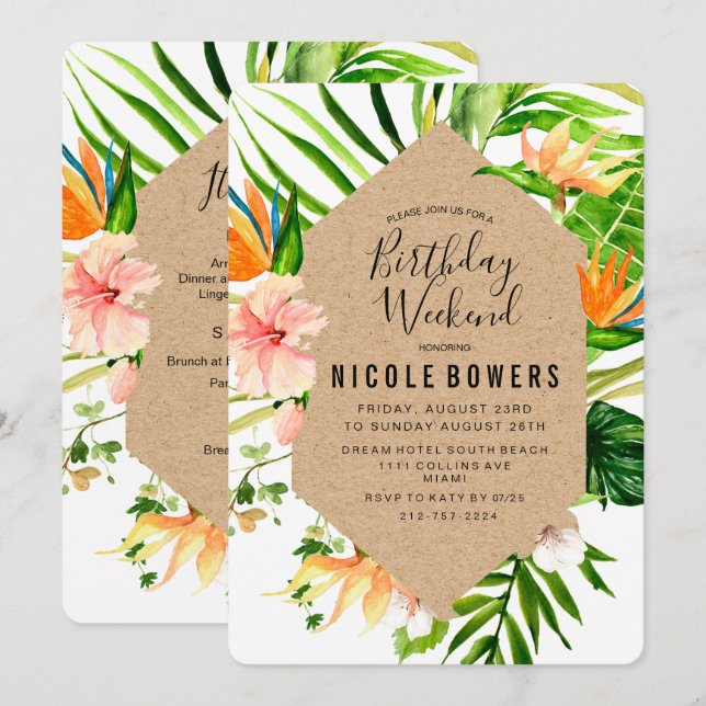 Birthday Weekend Itinerary Invitation (Front/Back)