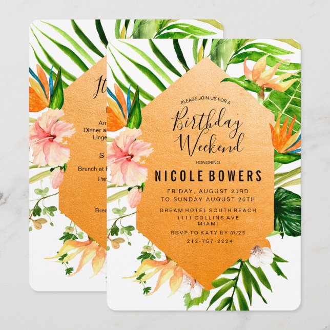 Birthday Weekend Itinerary Invitation (Front/Back)