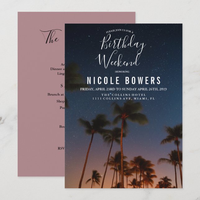 Birthday Weekend Tropical Invitation (Front/Back)