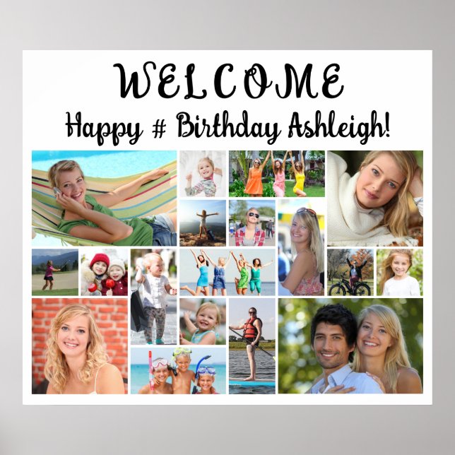 Birthday Welcome 18 Photo Collage Custom Poster (Front)