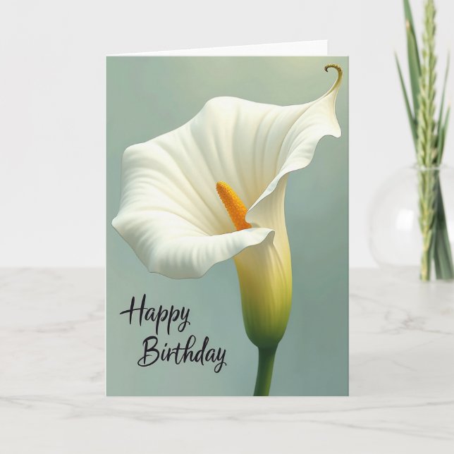 Birthday White Bloom Card (Front)
