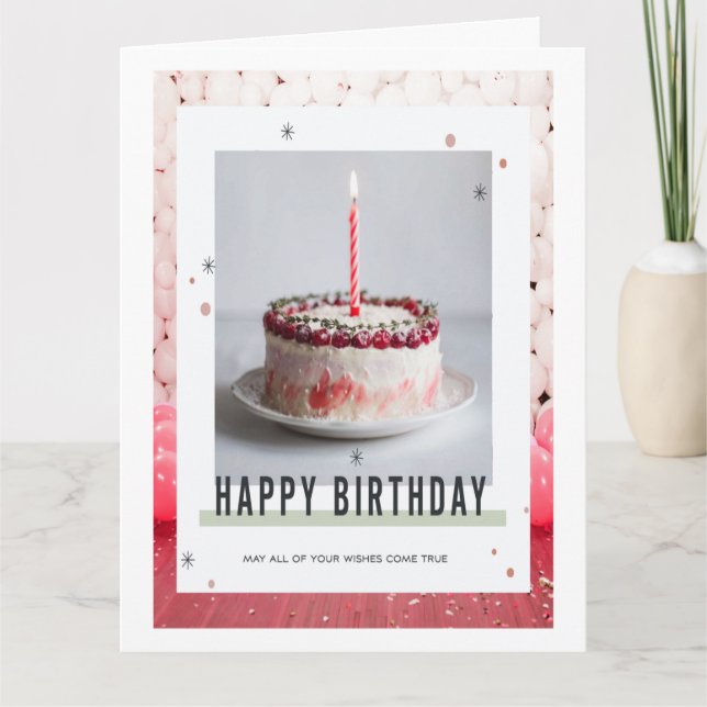 birthday white  cake picture card (Front)