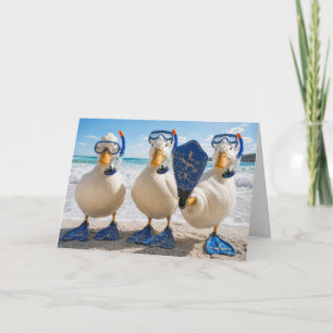 Birthday White Ducks with Snorkelling Gear Card