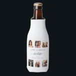 Birthday white friends photo collage bottle cooler<br><div class="desc">A gift from friends for a woman's 21st birthday, celebrating her life with a collage of 6 of your high quality photos of her, her friends, family, interest or pets. Personalise and add her name, age 21 and your names. Black text. A chic, modern white background colour. Her name is...</div>