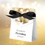 Birthday white gold glitter balloons thank you favour box<br><div class="desc">Elegant,  classic,  glamourous and girly for a 21st (or any age) birthday party favours.  A stylish white background with faux gold glitter and golden balloons. With the text: 21st birthday and Thank You written with a modern hand lettered style script.  Personalise and add a name and a date.</div>