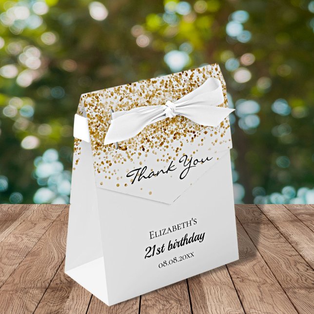 Birthday white gold glitter thank you favour box (Creator Uploaded)