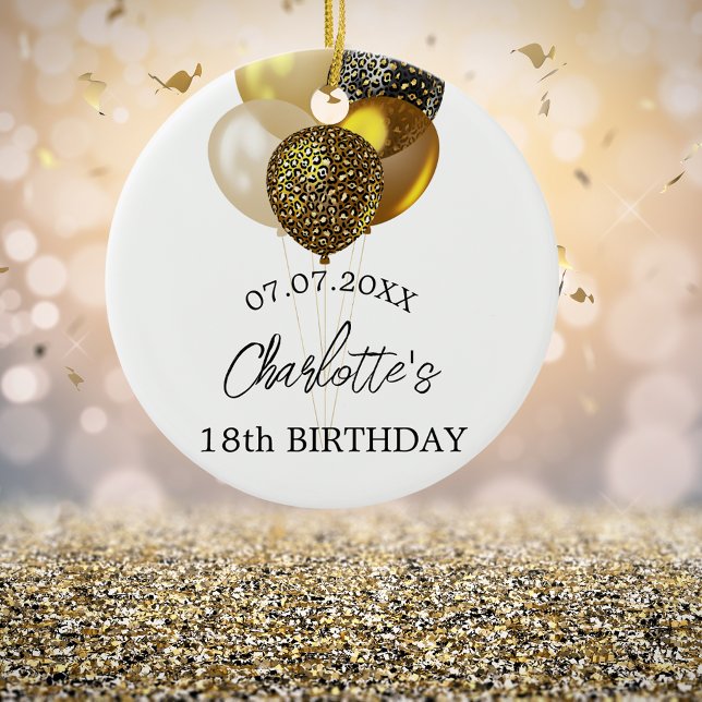 Birthday white gold leopard balloons name ceramic tree decoration (Creator Uploaded)