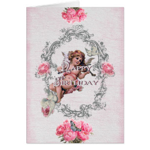 Birthday - White Linen - Greeting Card