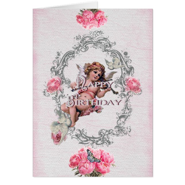 Birthday - White Linen - Greeting Card (Front)