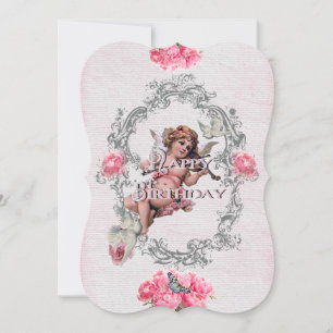 Birthday - White Linen - Invitation Card