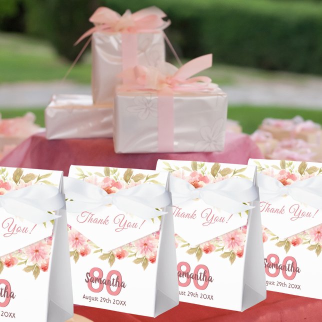 Birthday white pink florals name thank you favour box (Creator Uploaded)