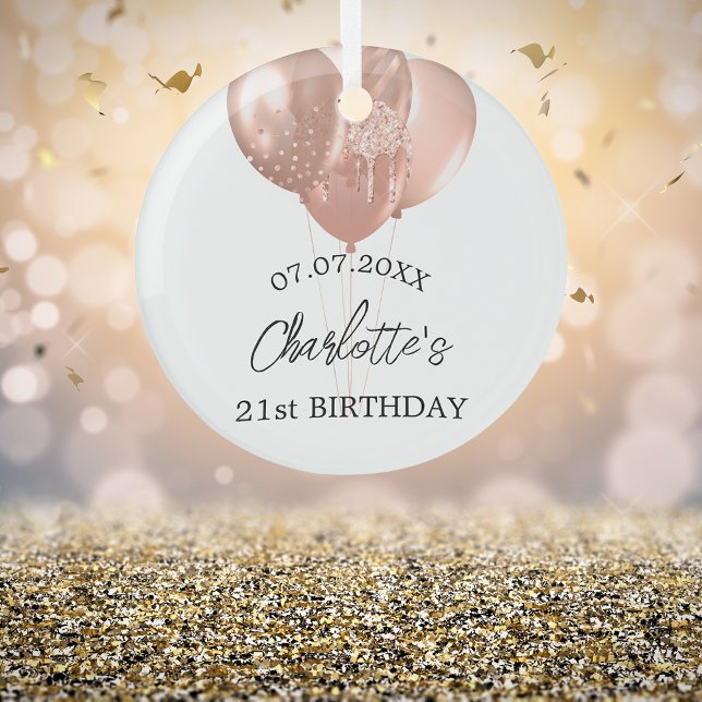 Birthday white rose gold balloons name glass tree decoration (Creator Uploaded)