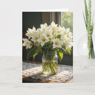 Birthday White Trilliums Bouquet Card