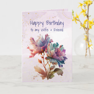 Birthday Wife & Friend Graphic Art Rose Flower Card