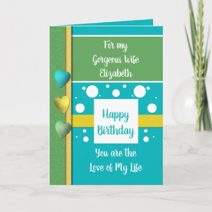 Birthday Wife the reason I smile blue and green Card
