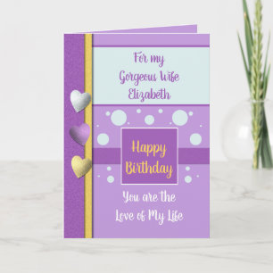 Birthday Wife the reason I smile purple and yellow Card