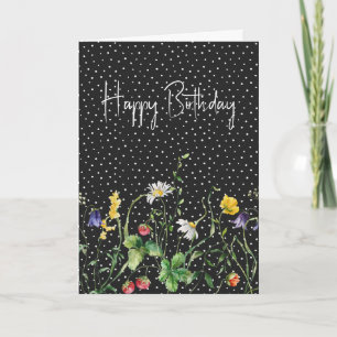 Birthday Wildflowers On Polka Dots Card