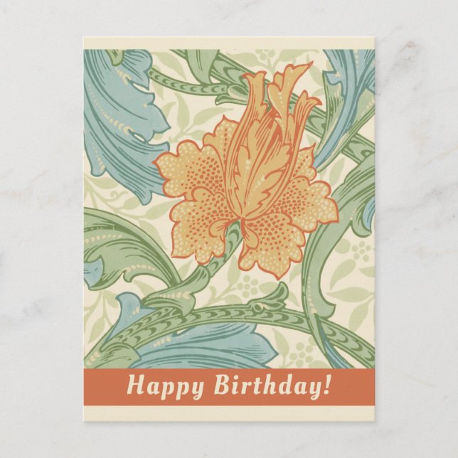 Birthday William Morris floral wallpaper CC1132 Postcard (Front)