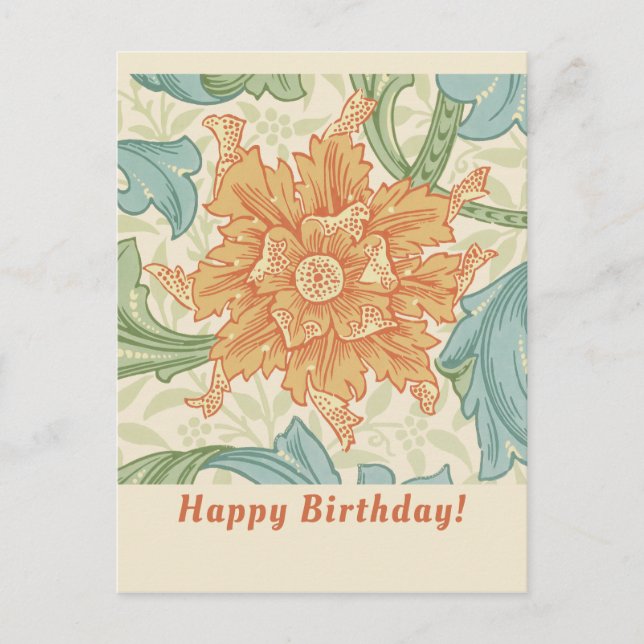 Birthday William Morris floral wallpaper CC1133 Postcard (Front)