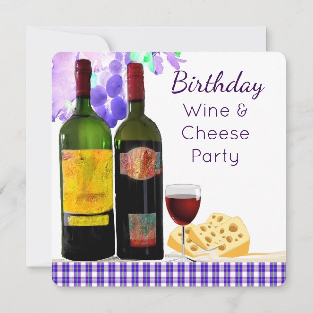 Birthday Wine & Cheese Party Invitation (Front)