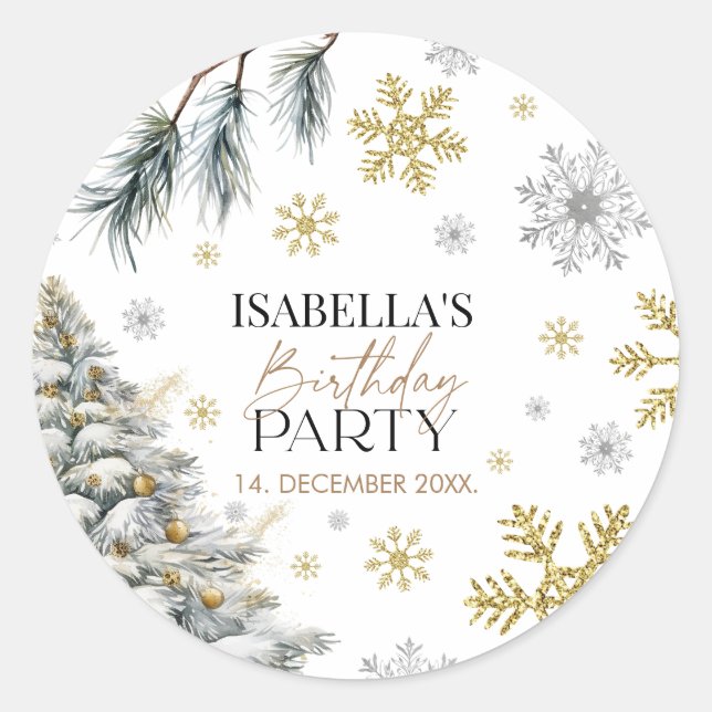 Birthday Winter  Classic Round Sticker (Front)