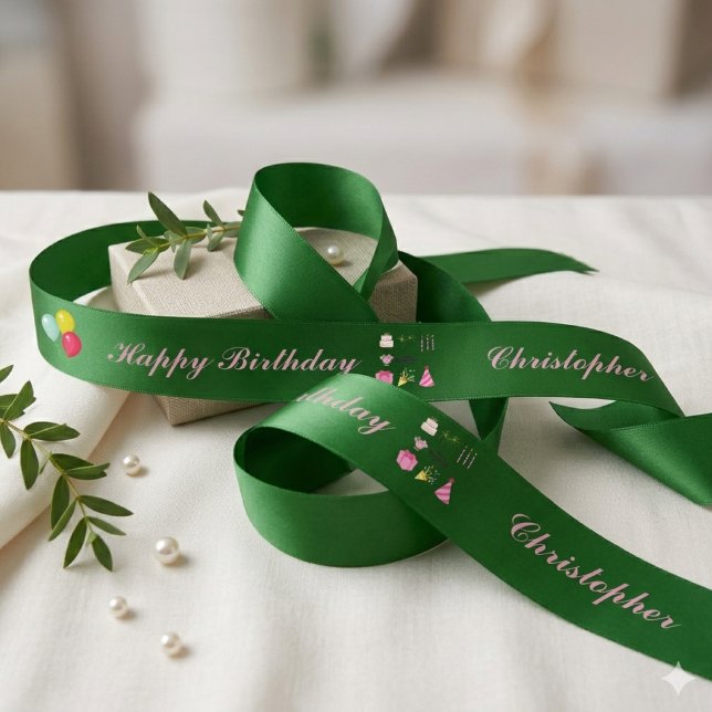 Birthday Wish Custom Name Satin Ribbon (Birthday Wish Custom Name Satin Ribbon)