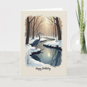 Birthday Wish Winter Bird Card