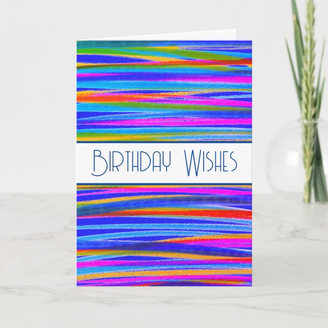 Birthday Wishes Colourful Lined  Card (Front)